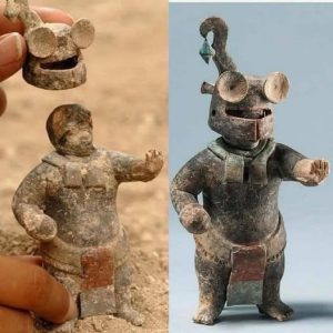 1,500-year-old Ceramic Maya Figurine with Removable Helmet, Guatemala