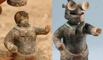 1,500-year-old Ceramic Maya Figurine with Removable Helmet, Guatemala