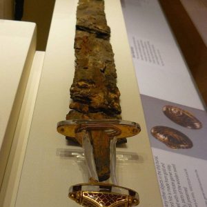 The Viking Sword with a gold pommel, discovered in Denmark and dating back to the 10th century.