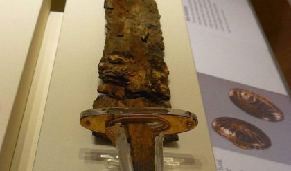 The Viking Sword with a gold pommel, discovered in Denmark and dating back to the 10th century.