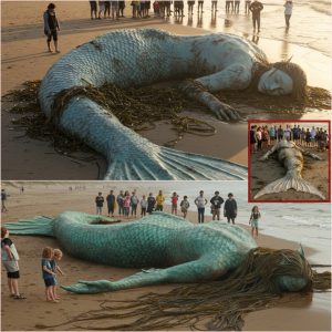 The Beach Bustles as a Giant ‘Mermaid’ Suddenly Appears – Its Origin Remains a Mystery. Could This Be an Omen from the Ocean?